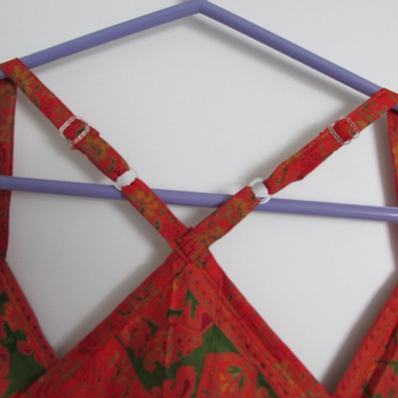 Audrey Acosta Designs Ocean Maxi Halter Dress Upcycled Orange Silk Saris One Sz - Picture 9 of 12